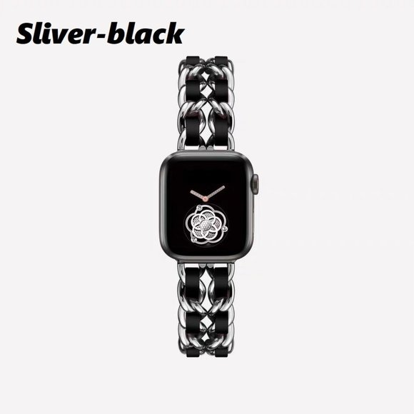 NEW Strap Chain Leather Stainless Band For Apple Watch - PB - Picture 2 of 11